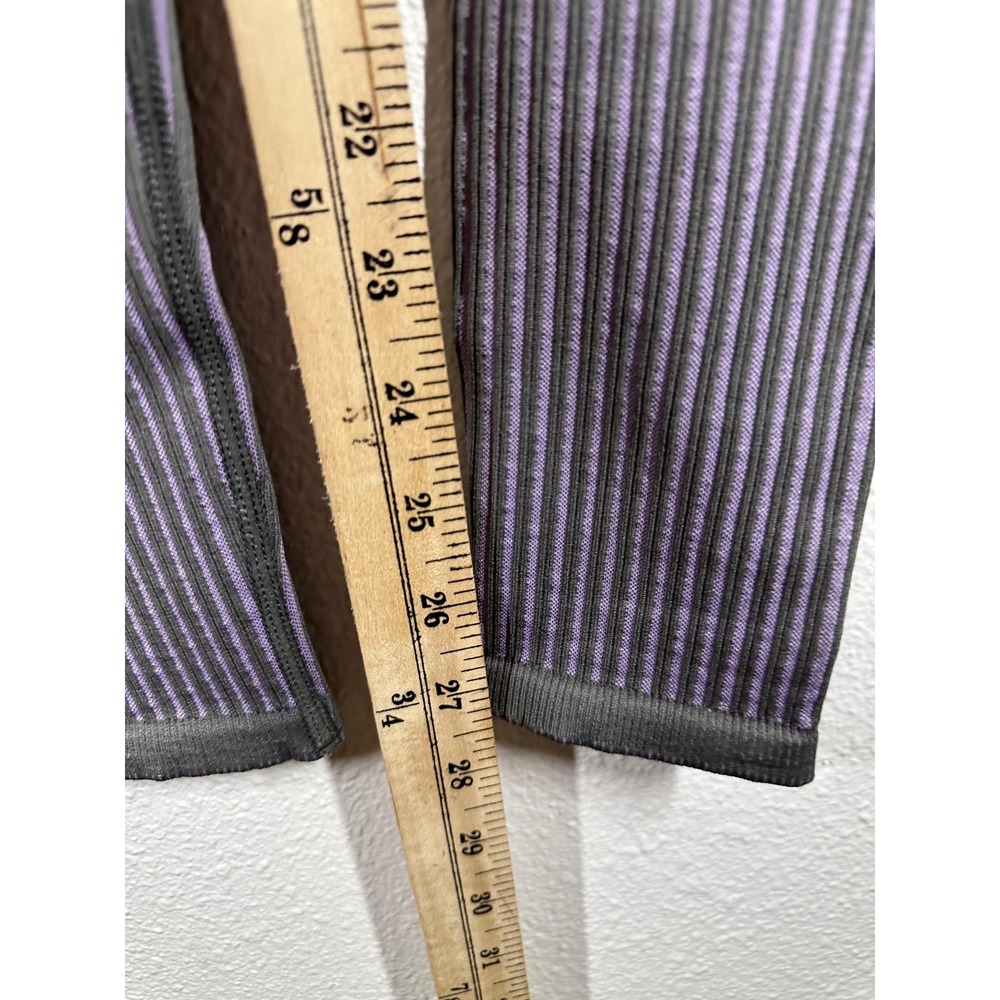 Fabletics Yoga Leggings Womens XS Tall Gray Purple High Waisted Seamless Rib - Picture 10 of 11